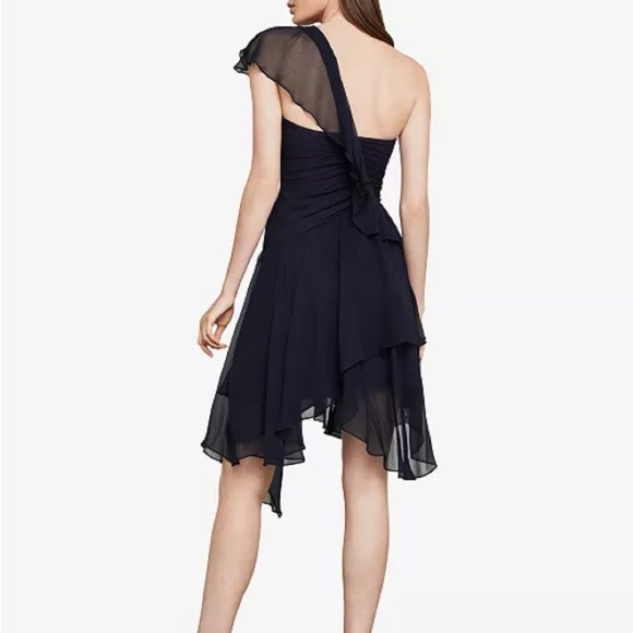 BCBGMAXAZRIA One-Shoulder Ruffle Chiffon Cocktail Dress purple Blue Size 8 - Picture 7 of 7